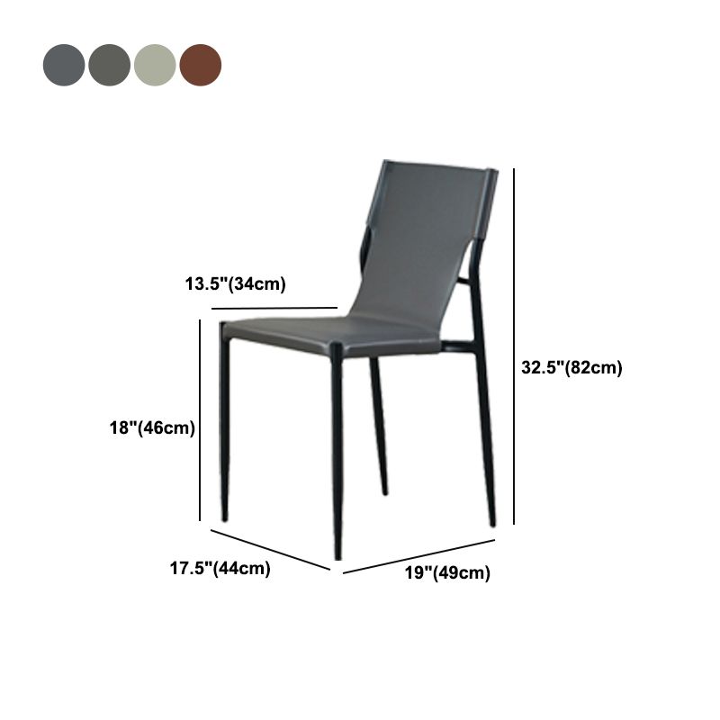 Minimalist Style Leather Dining Side Chair Armless Solid Back Chairs for Kitchen