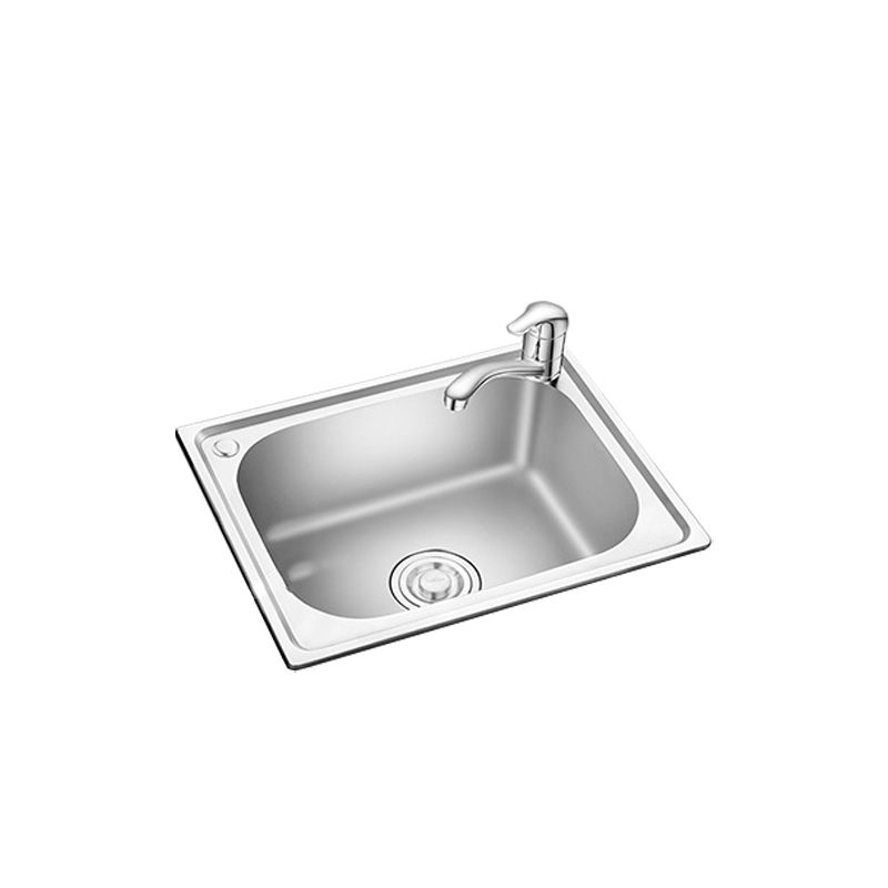 Stainless Steel Sink Drop-In Single Bowl Kitchen Sink with Basket Strainer