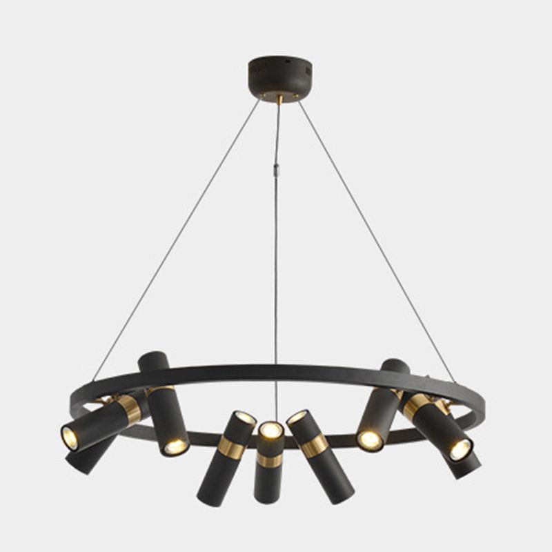 Modern Cylinder Chandelier Black Multi Light Chandelier Pendant for Dining Room