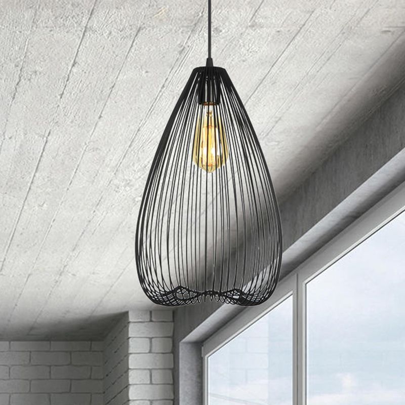 8 "/9.5" / 12 "de large 1 Light Light Hanging Light Metal Metal Caged Plafond Pendant