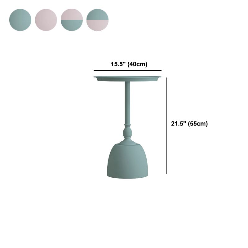 Iron Pedestal End Table Blue/ Pink Round Metal Tray Top Side End Table