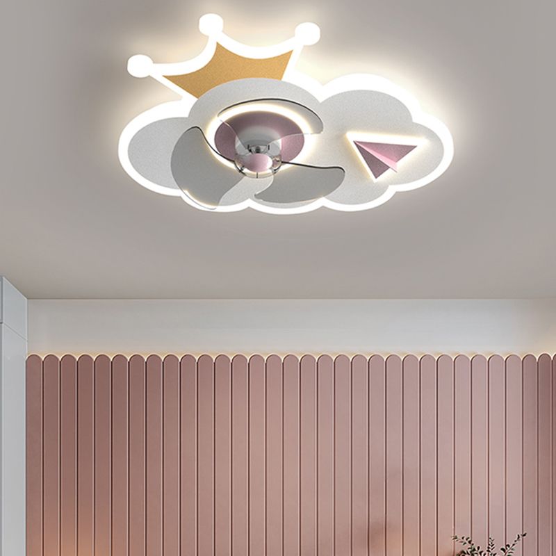 Metal Geometric Flush Mount Light Lovely 1 Light LED Fan Light for Kid's Room