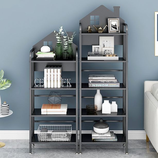 Industrial Freestanding Shelf Bookcase Metal Black Cube Storage Bookcase