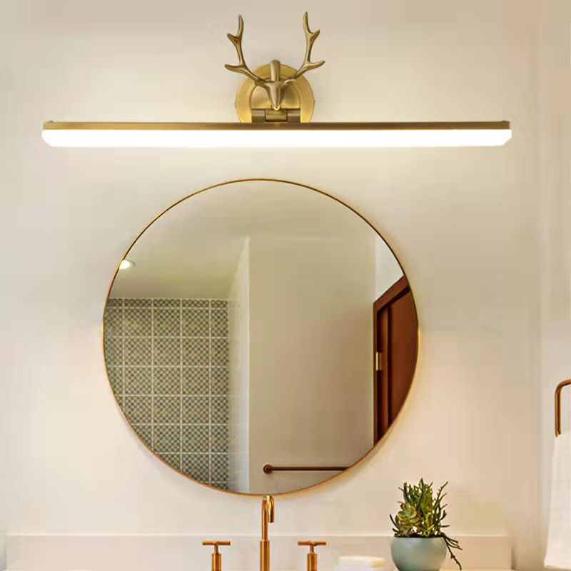 Brass Mirror Light American Style Single Light Wall Lamp for Bathroom