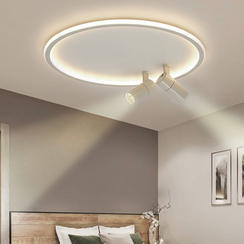 2-Light LED Semi Flush Mount in Modern Simplicity Circular Acrylic Ceiling Light in White