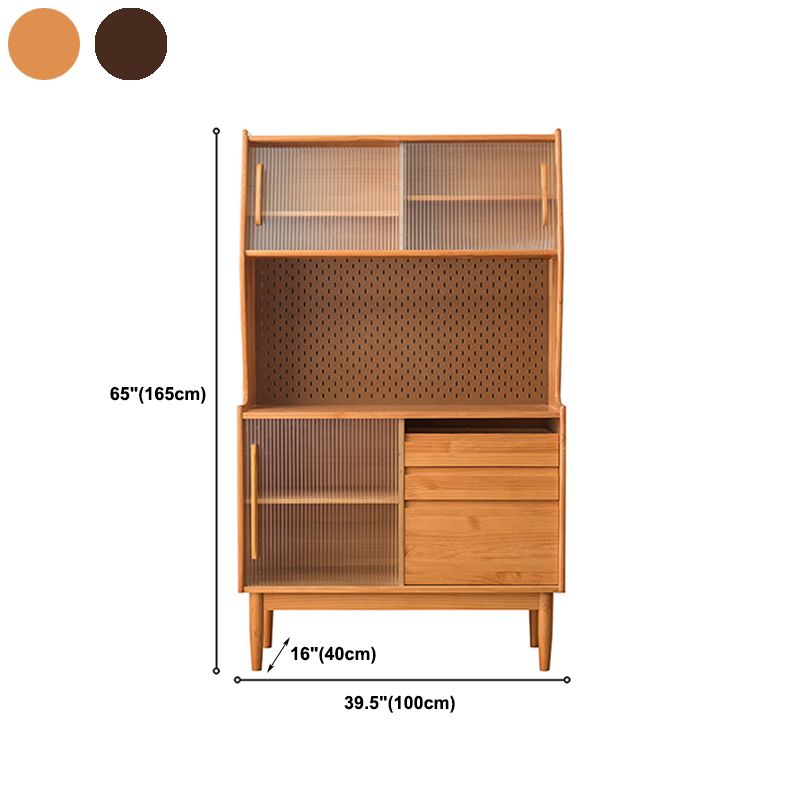 Solid Wood Storage Cabinet Glass Door Display Cabinet with Drawers