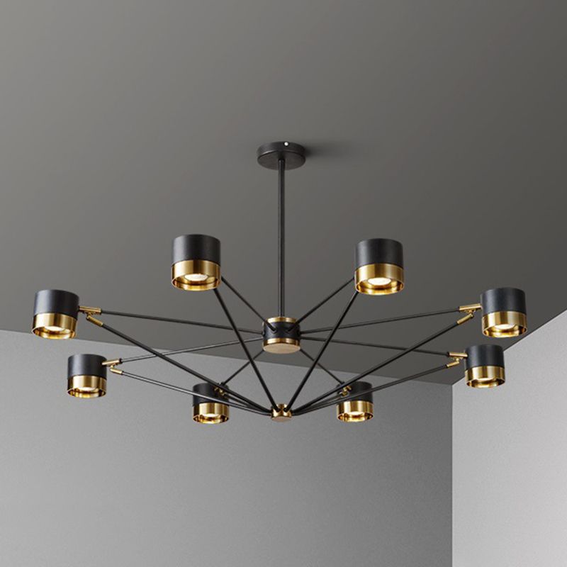 Postmodern Cylinder Chandelier Black Multi Light Chandelier Pendant for Dining Room