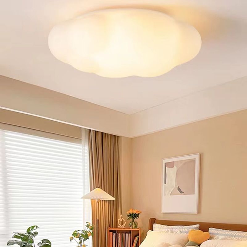 LED Modern Metal Flush Mount Cloud Shape Ceiling Light with Plastic Shade for Living Room