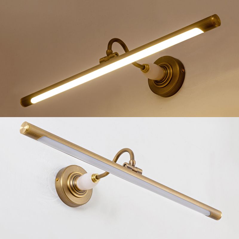 Mid Century Modern Cylindrical Wall Mounted Vanity Lights Copper 1 Light Wall Mount Light Fixture in Gold Finish