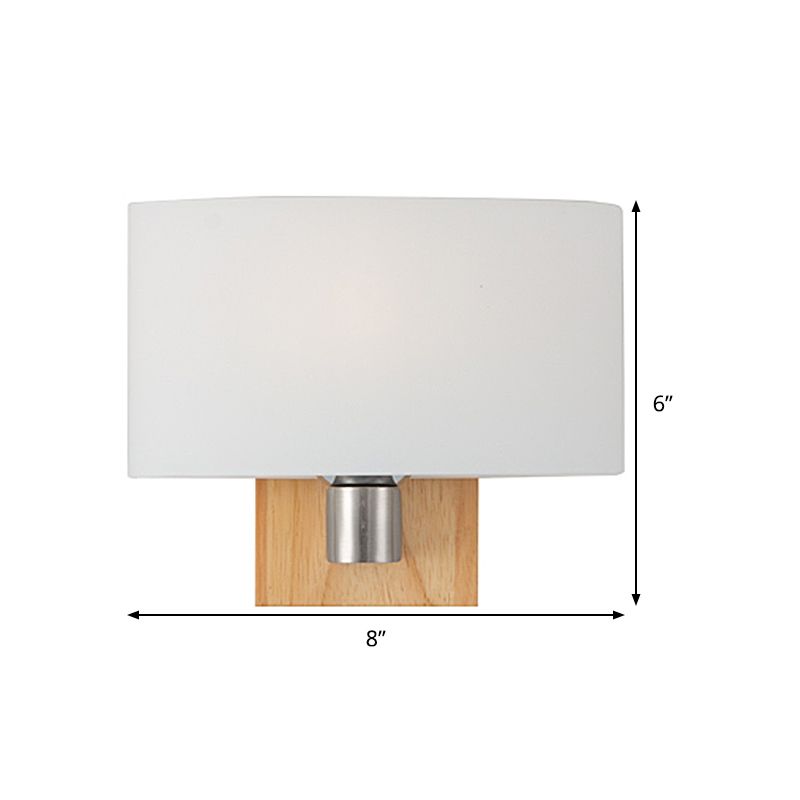 Weißes Glas Ovaler Wandbeleuchtung Moderne 1 Kopfleuchte mit Rechteck Holz Rückenplatte