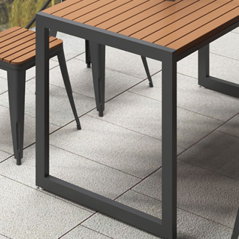 Modern Rectangle Wood Courtyard Table Waterproof Outdoor Table