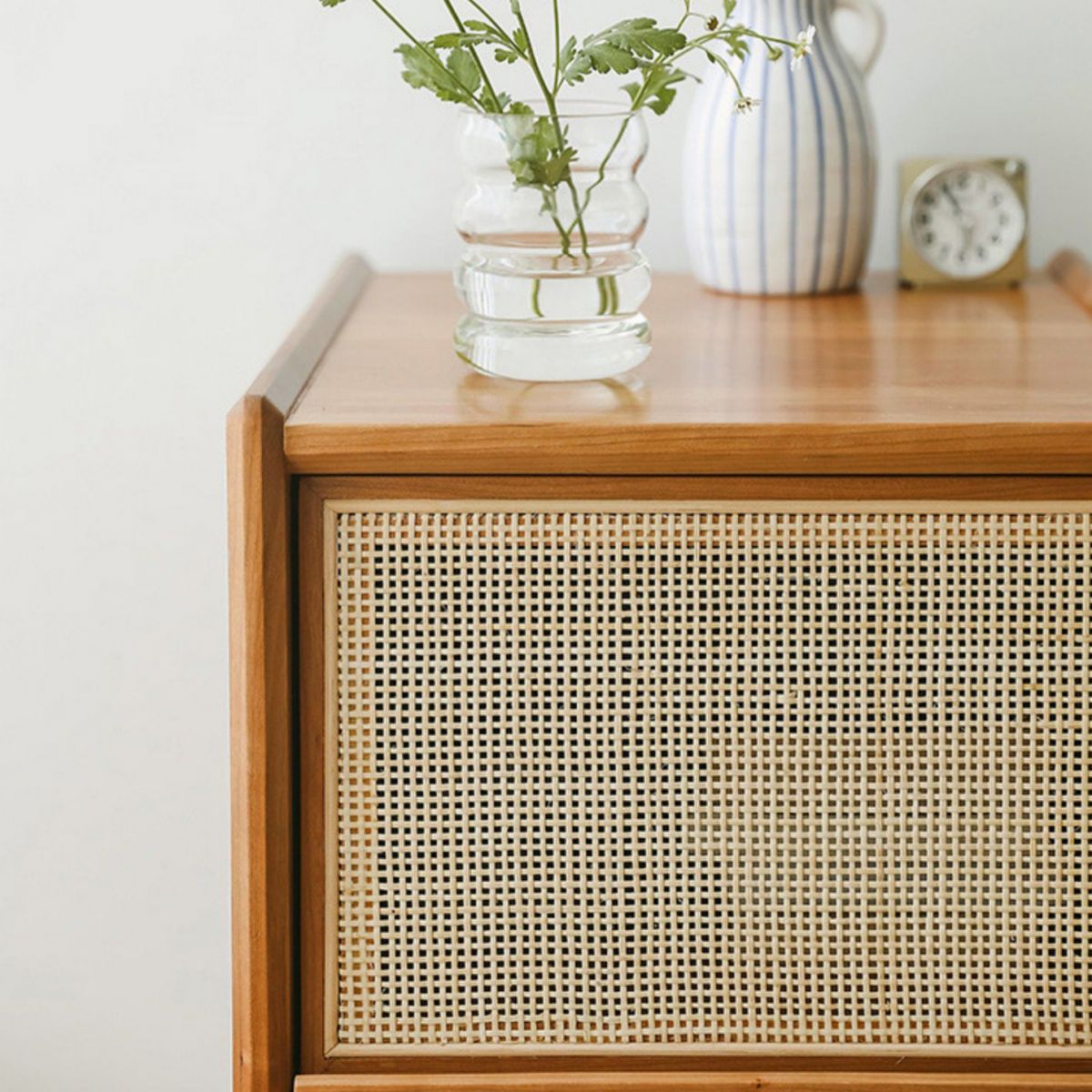 Solid Wood Accent Table Nightstand Glam Night Table for Bedroom