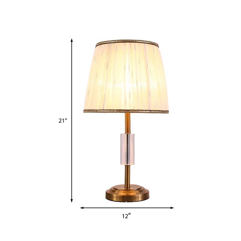 Tapered Drum Nightstand Lamp Contemporary Fabric 1 Bulb Reading Book Light in Gold