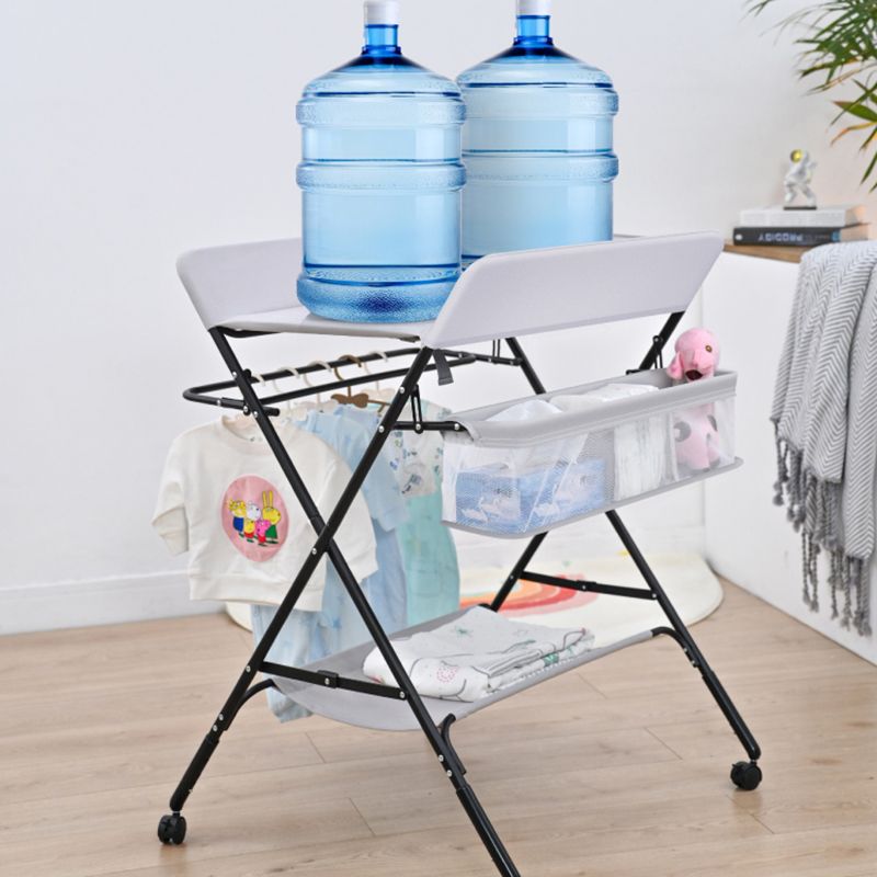 Modern Metal Baby Changing Table Flat Top Changing Table With Safety Rails