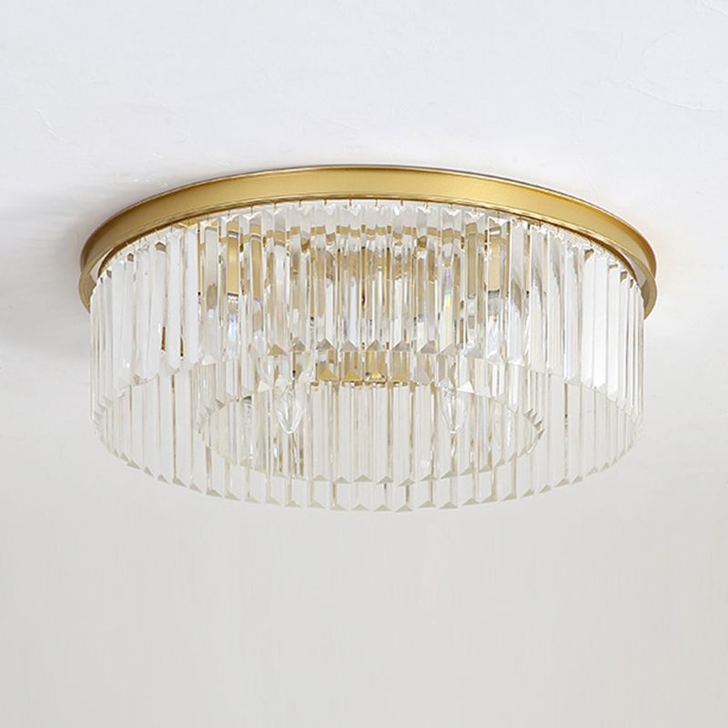 Modern Drum Ceiling Light Crystal Multiple-Light Flush Ceiling Lights