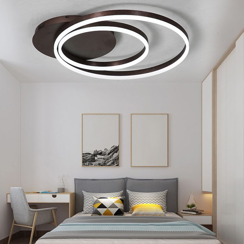 Circles Semi Flush Mount Lighting Minimal Acrylic LED Black Semi Flush Ceiling Light