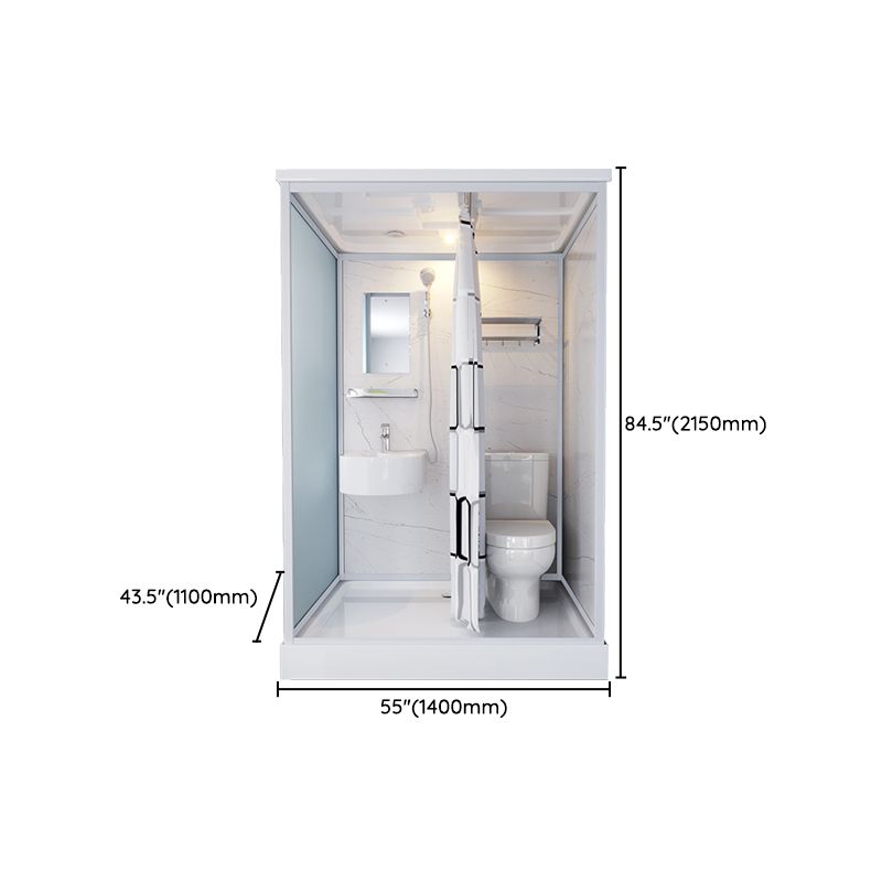 Modern Shower Stall Tempered Glass with Towel Bar Single Sliding Shower Enclosure