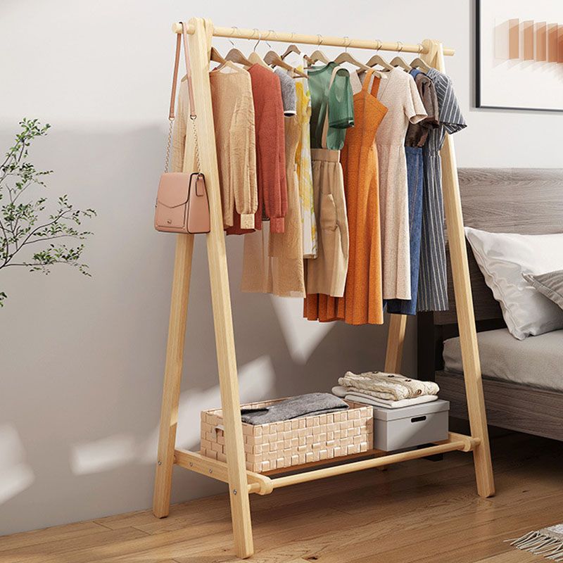 Modern Coat Hanger Hanging Rail Shelves Wood Entry Hall Tree