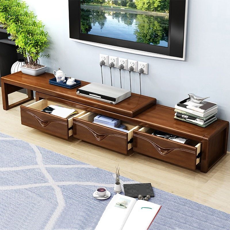 Traditional TV Media Stand Wood Enclosed Storage TV Stand Console with Drawers