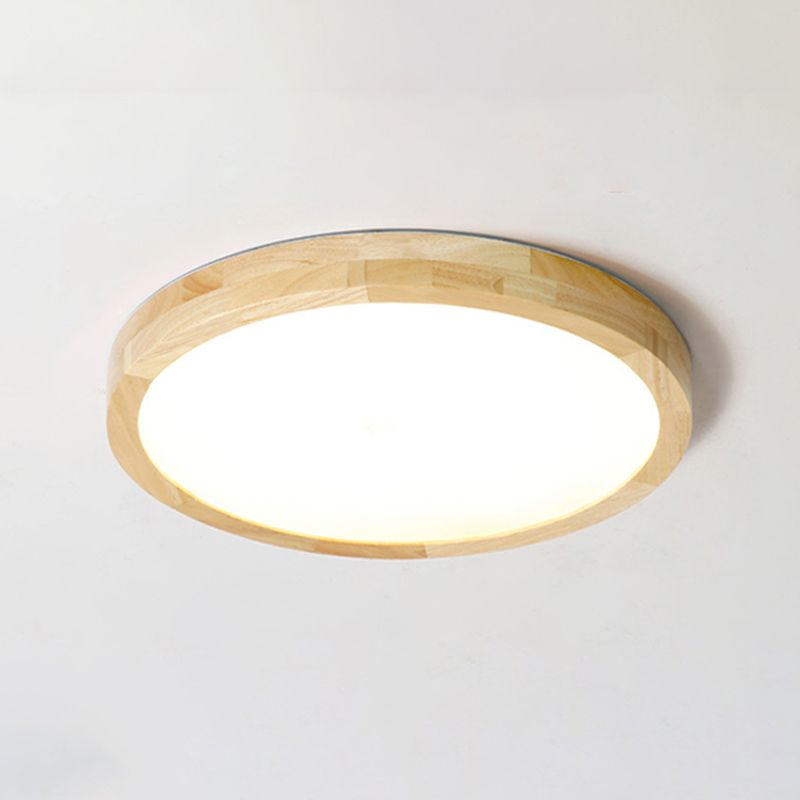 Modern Simplicity LED Flush Mount Circular Wooden Ceiling Light in Brown