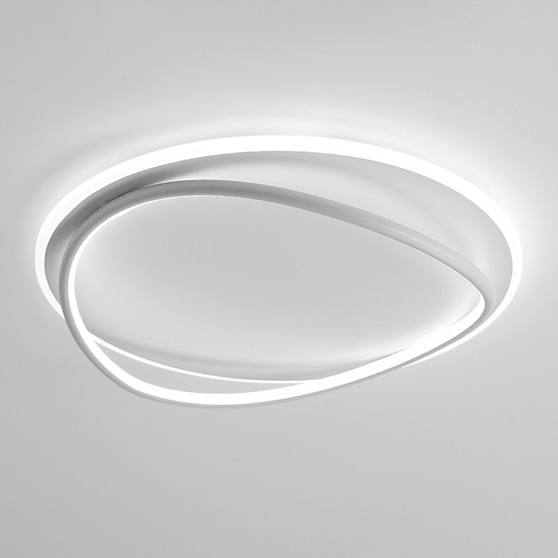 Round Shape Flush Mount Modern Style Metal 1 Light Led Flush Mount in White/Black