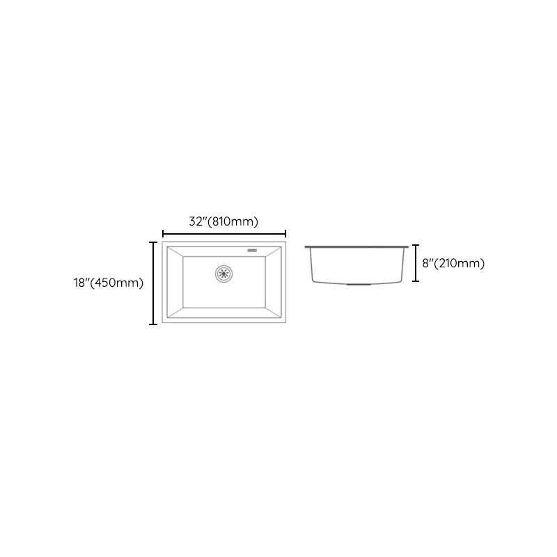 Classic Quartz Single Basin Sink Undermount Kitchen Sink with Faucet