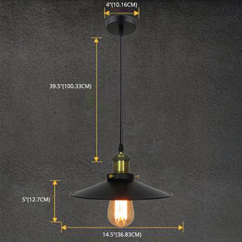 1 Light Cone Ceiling Pendant Industrial Style Metal Hanging Light Fixtures for Restaurant