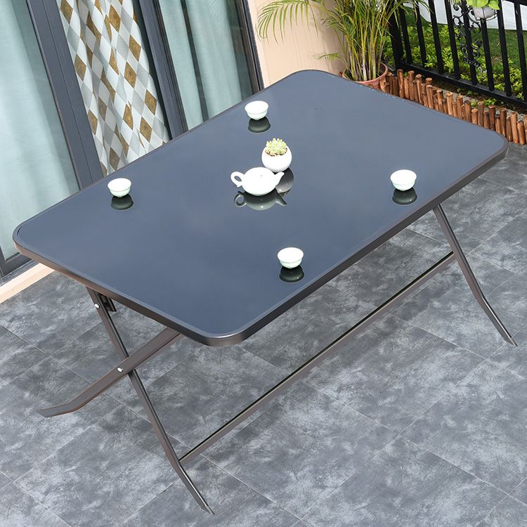 Glass Dining Table Rust - Resistant Metal Contemporary Style Foldable Dining Table