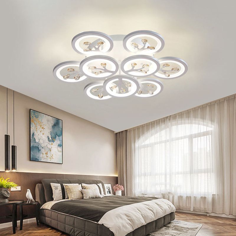 Kristal boomvormige plafondlamp Minimalistische witte LED semi -spoellicht voor woonkamer