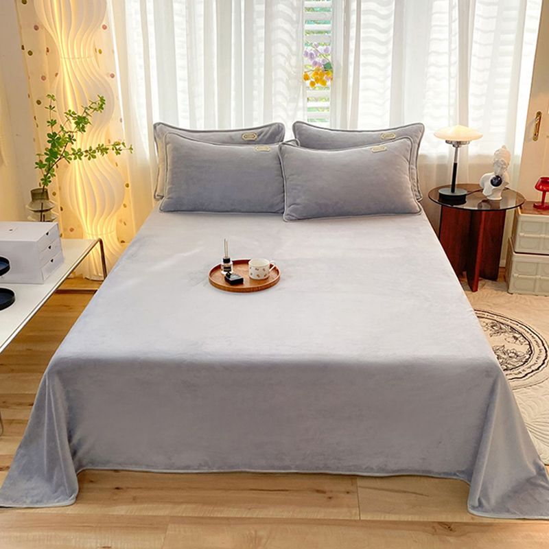 Modern Style Bed Sheet Solid Color Ultra-Soft Breathable Bed Sheet