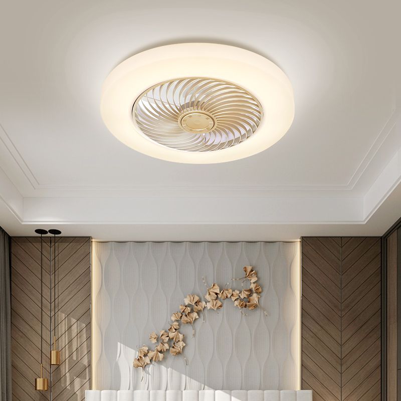 Round Flush Mount Ceiling Fan Light Minimalist Bedroom Living Room Ceiling Mount Light