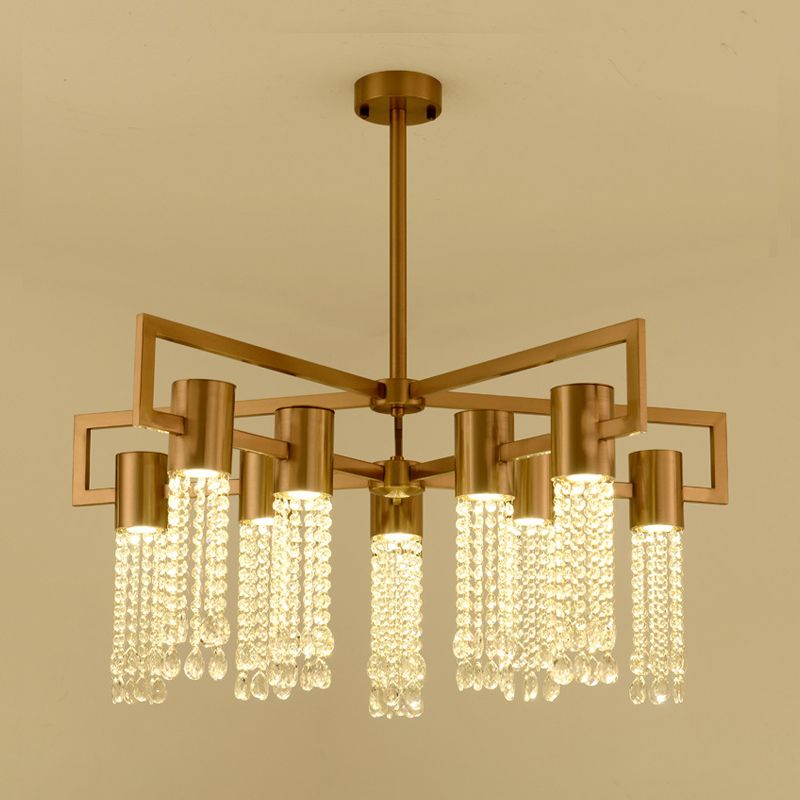 Waterfall Clear K9 Crystal Pendant Chandelier Modernism 8/10 Bulbs LED Gold Hanging Ceiling Light for Bedroom