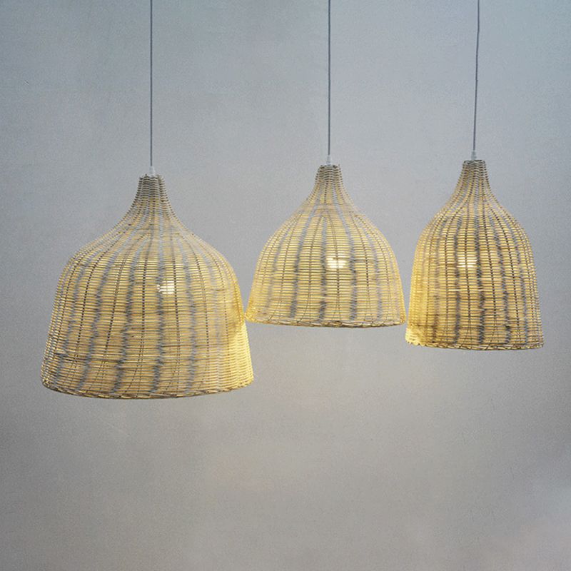 Modern Conical Ceiling Pendant Lamp Rattan 1 Light Pendant Lights