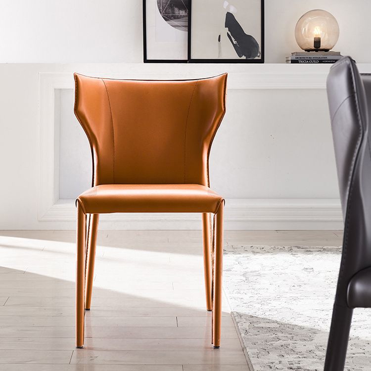 Modern Style Leather Matte Finish Side Chair Wingback Side Chair for Dinning Room