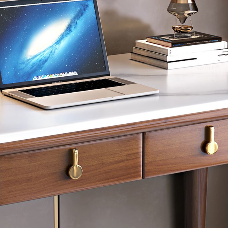 Glam Style Computer Desk Rectangular 2 Drawers Writing Desk , 29.5" High