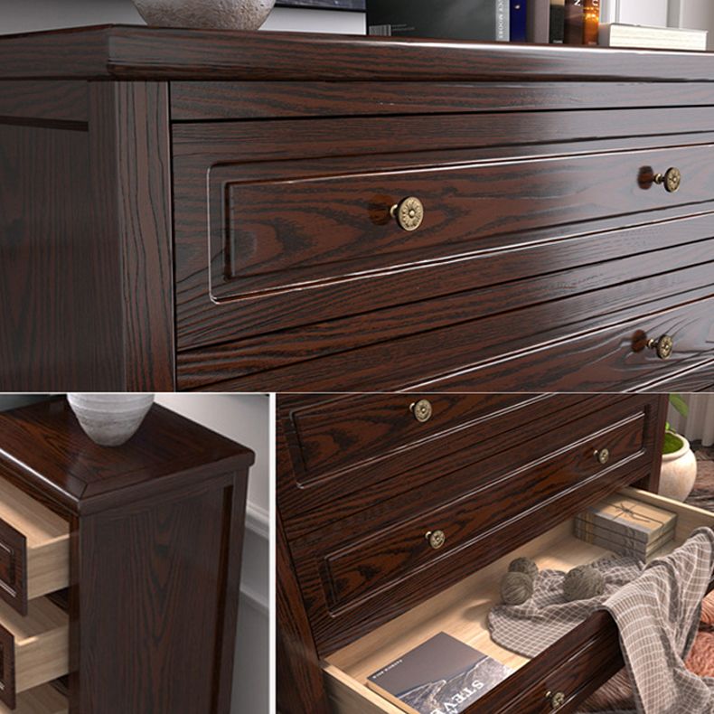 Contemporary Solid Wood Accent Chest with 5 Drawers and Wooden Legs