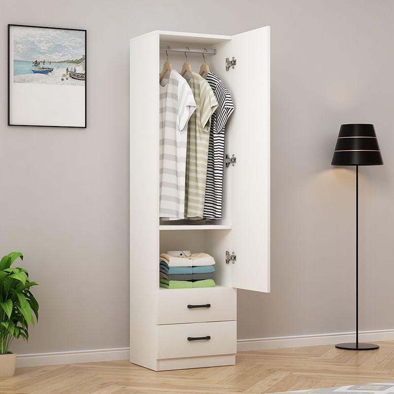 Manufactured Wood Kids Closet Contemporary White Armoire Cabinet with Garment Rod