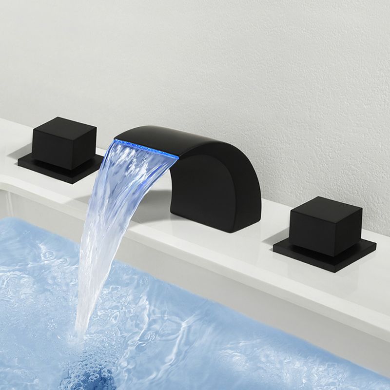 Wall Mounted Bathroom Faucet Knob Handle Waterfall Spout Faucet with LED