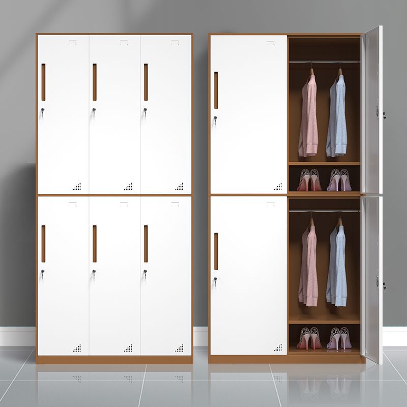 White and Brown Wardrobe Cabinet Modern Steel Wardrobe Armoire