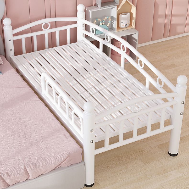 Metal Crib in White Industrial Iron Crib with Guardrails Nursery Bed