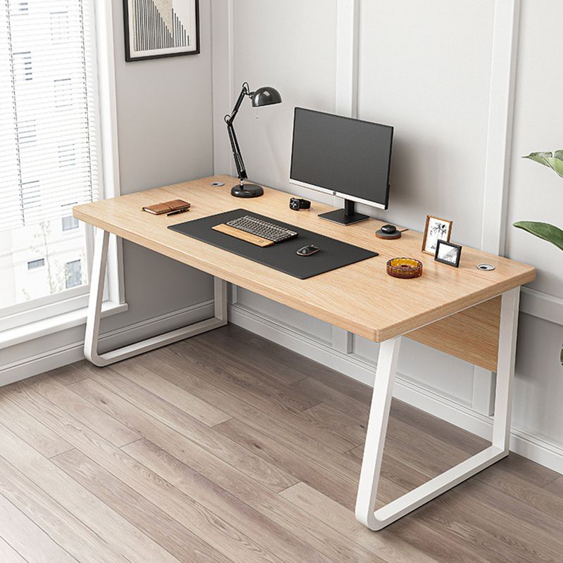 Industrial Curved Computer Desk Antique Finish Office Desk with Metal Legs