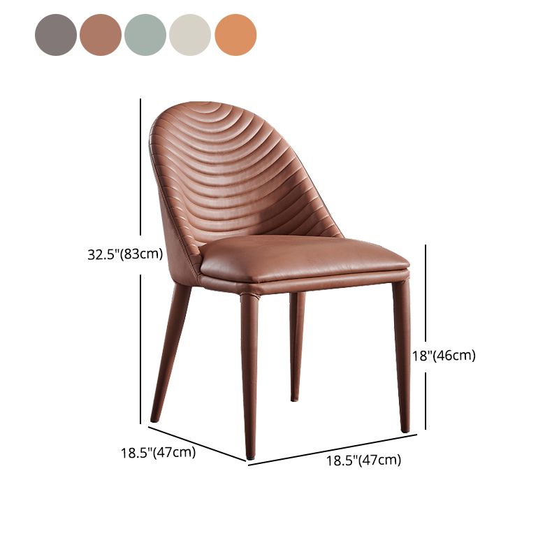 Contemporary Style Armless Solid Back Chair Leather Dining Side Chair