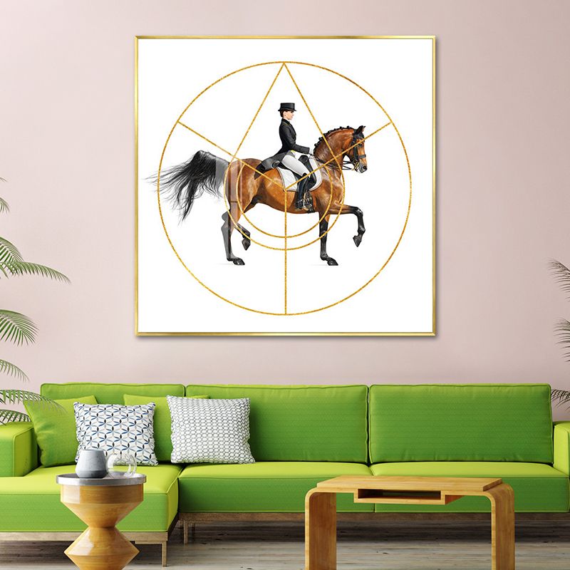 Woman Riding Horse Wall Art Decor Textured Surface Farmhouse Living Room Canvas Print