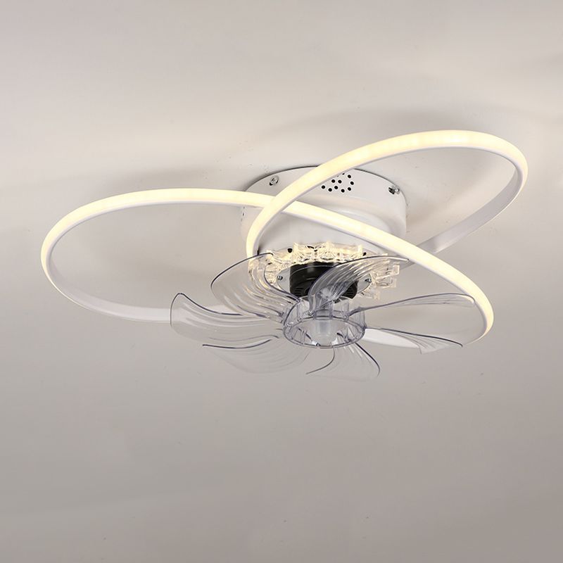 7-Blade LED Ceiling Fan Contemporary Polish Finish Fan with Light for Foyer