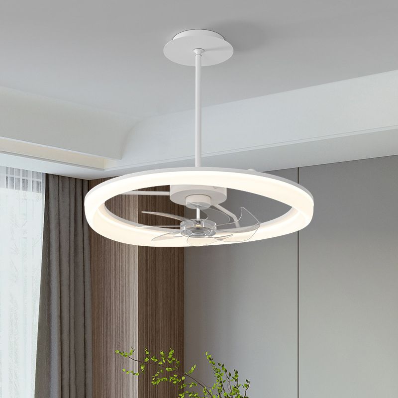 Matte White Ceiling Chandelier LED Contemporary Ceiling Fan Light Fixture