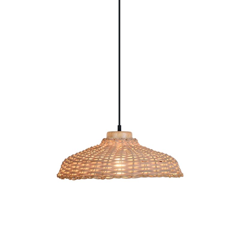 BEIGE/Black Barn Shade Lampada a sospensione Stile asiatico 1 luce Rattan ALTICIMABILE Ampiccale Apco del soffitto, 12,5 "/18" W