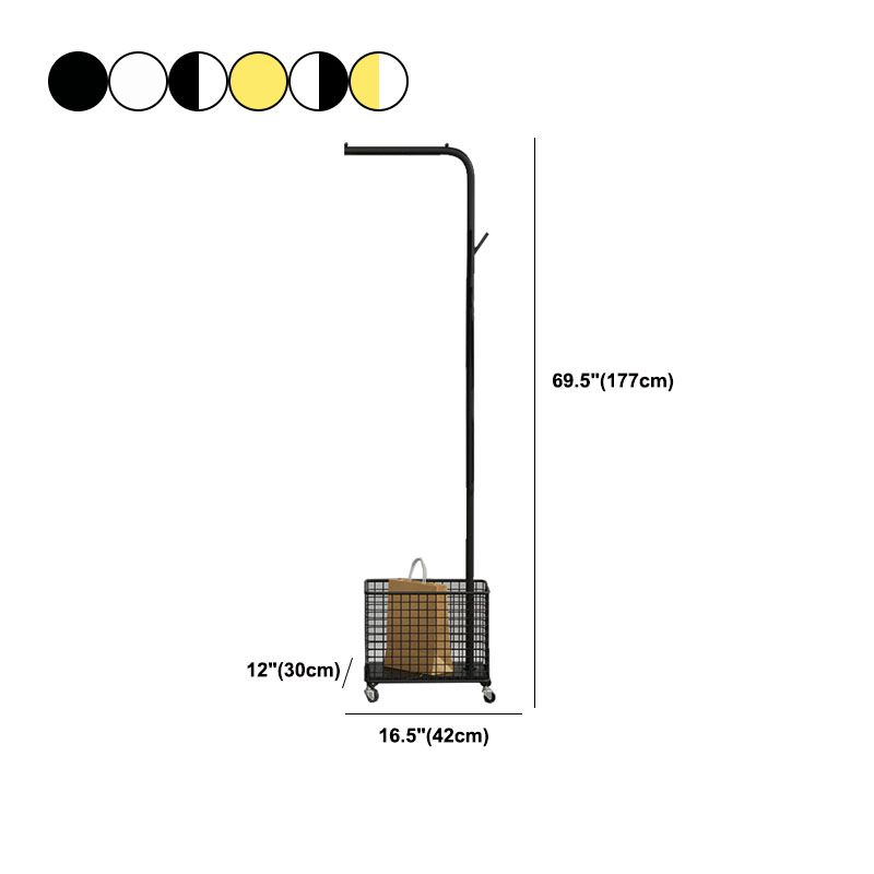 Modern Metal Hall Tree Hanging Rail Basket and 3 Hooks Entryway Kit