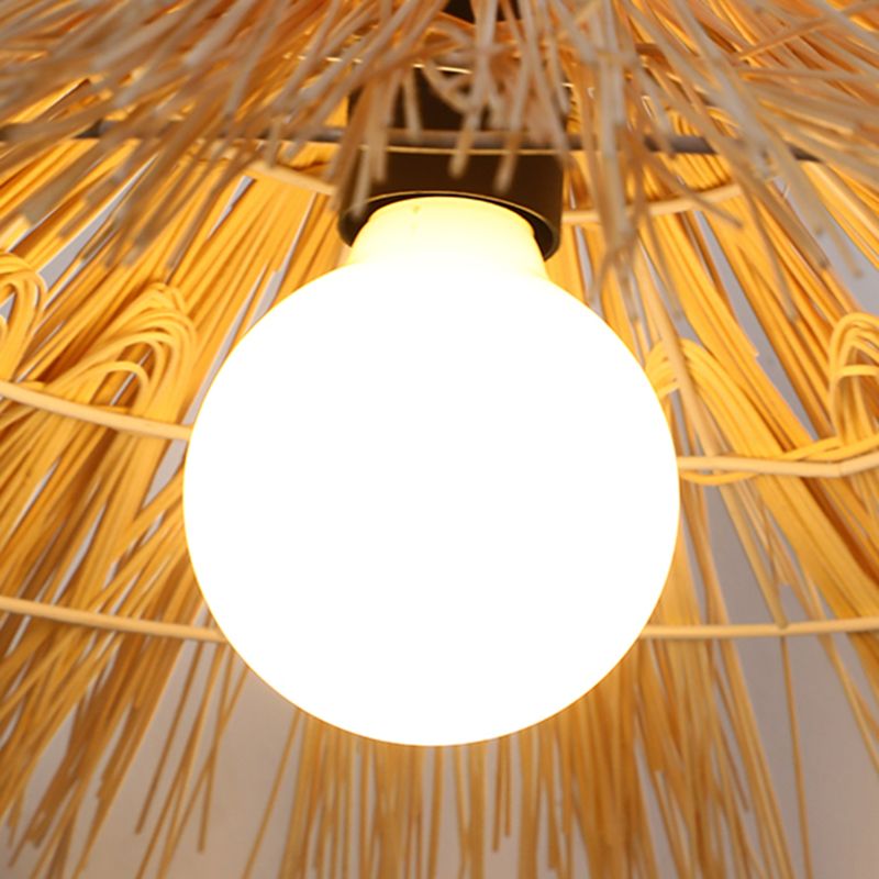 Asia Bamboo giù per cappello a sospensione sala da pranzo a soffitto appeso con 1 luce