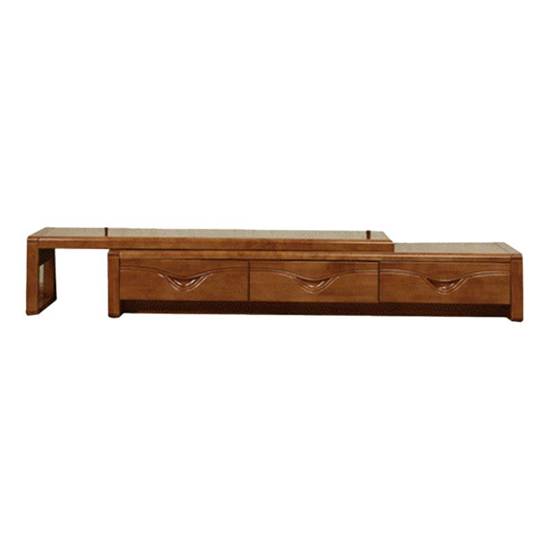 Traditional TV Media Stand Rubberwood TV Stand Console with Drawers