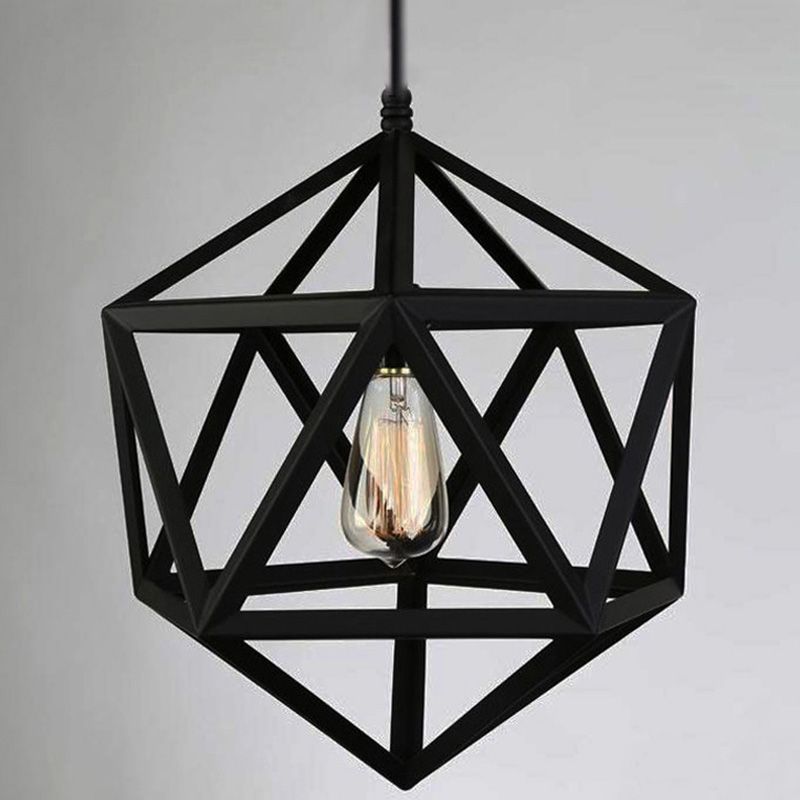 Geometrische metalen hanglamp verlichtingsarmatuur Vintage Style Restaurant Hangend plafondlicht in zwart